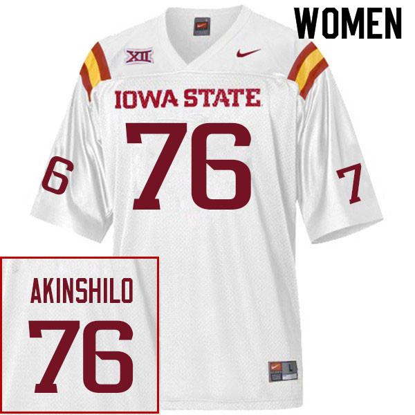 Women #76 Oluwafunto Akinshilo Iowa State Cyclones College Football Jerseys Sale-White - Click Image to Close
